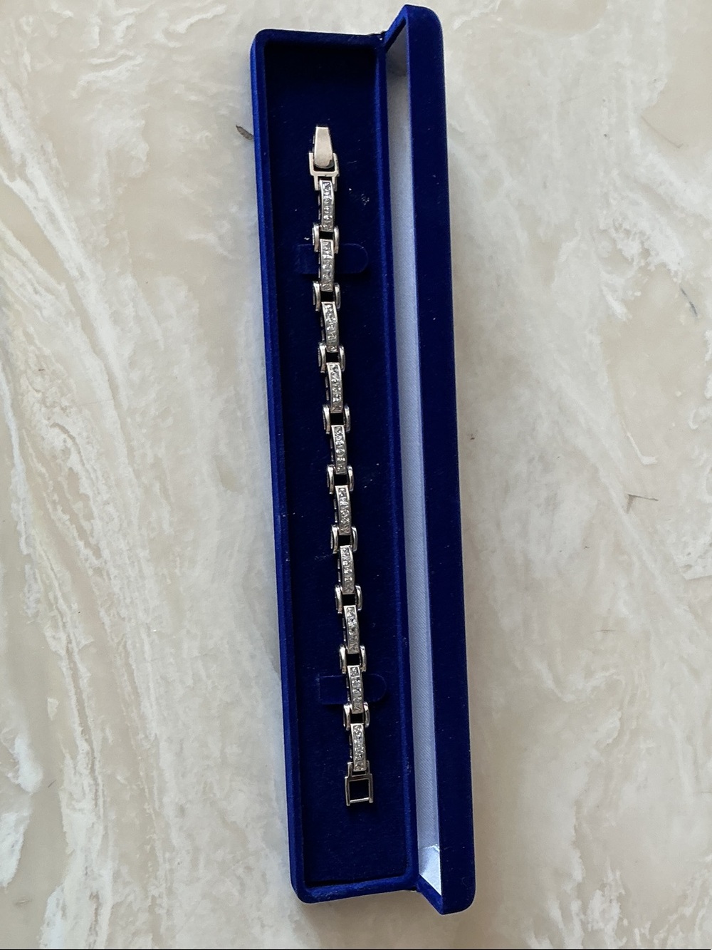 Silver CZ Link Bracelet - Clear CZ